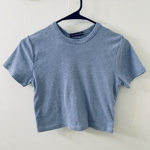 Brandy Melville Blue and White Striped Tee